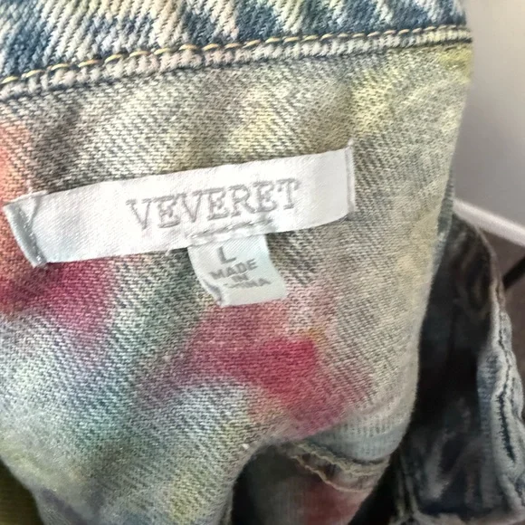 Jean Jacket size large women veveret tie dye vintage - Picture 3 of 4
